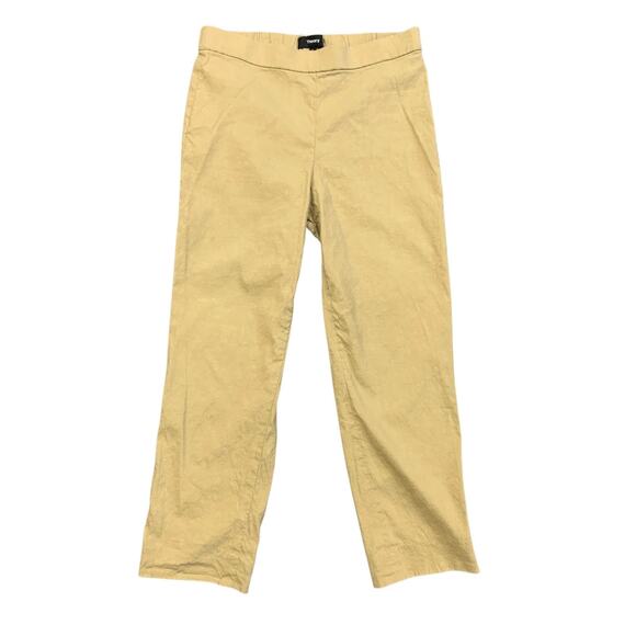 Theory Pants Womens 00 Honey Linen Blend Basic Pull On Capri Stretch Eco Crunch - Picture 1 of 12